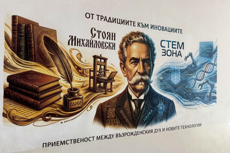 Стоян Михайловски и СТЕМ зона – стенопис в училище